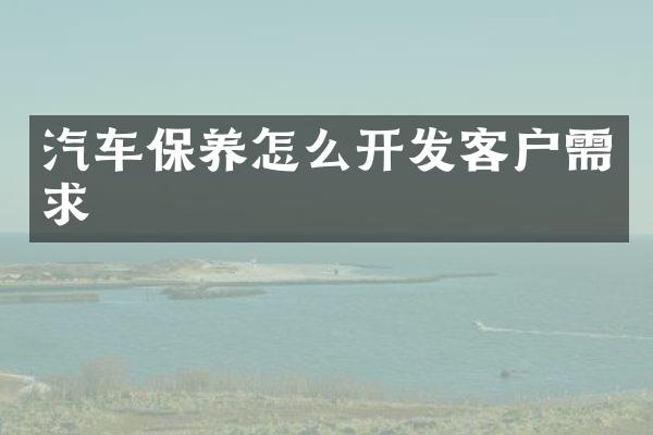 汽车保养怎么开发客户需求