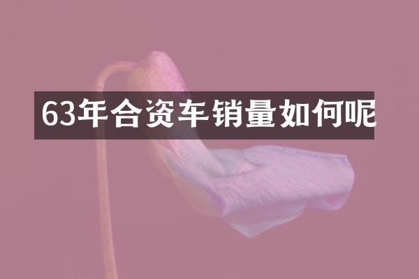 63年合资车销量如何呢