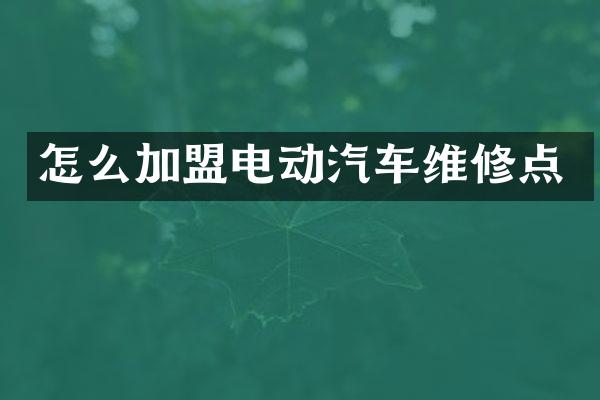 怎么加盟电动汽车维修点