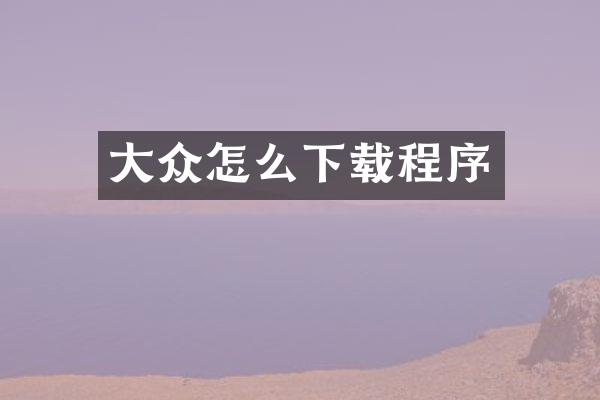 大众怎么下载程序
