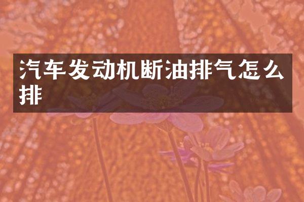 汽车发动机断油排气怎么排