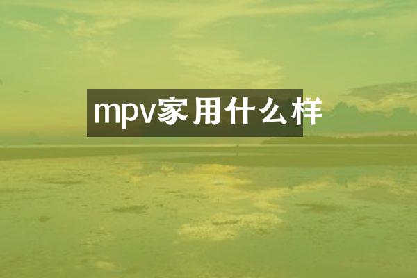 mpv家用什么样