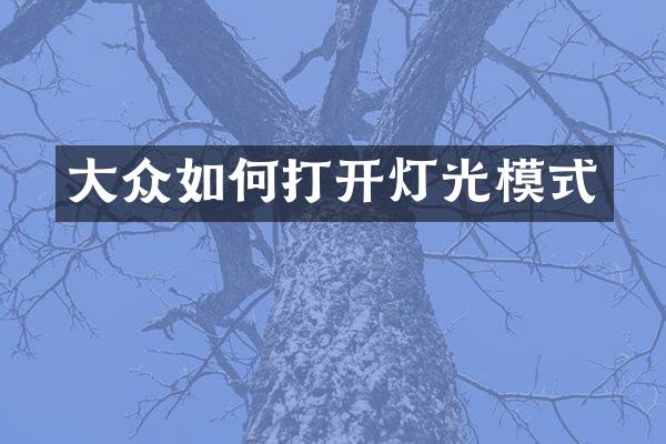 大众如何打开灯光模式