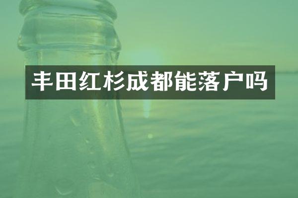 丰田红杉成都能落户吗