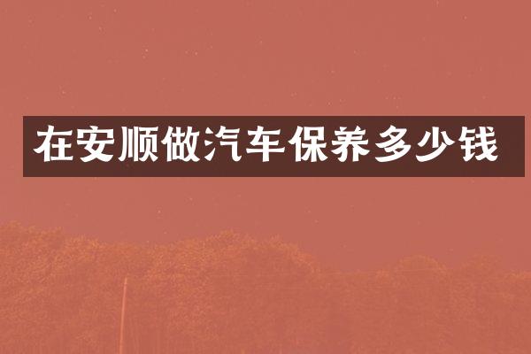 在安顺做汽车保养多少钱