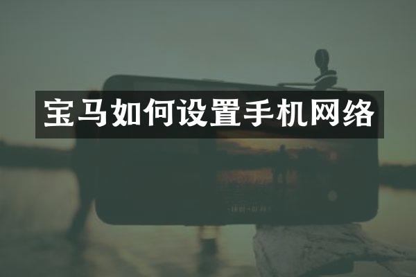 宝马如何设置手机网络