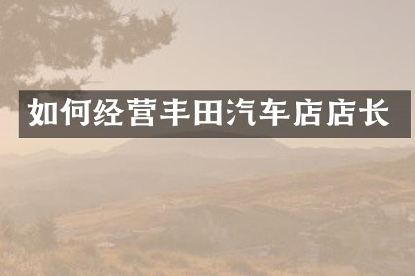 如何经营丰田汽车店店长