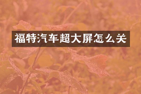 福特汽车超大屏怎么关