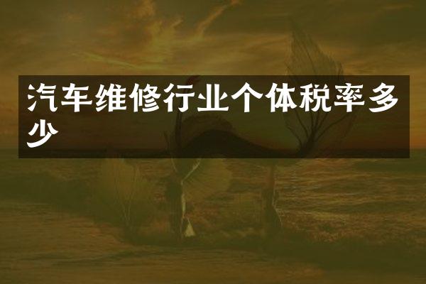 汽车维修行业个体税率多少