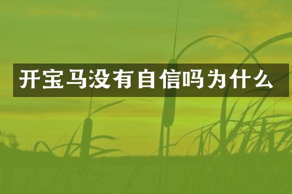 开宝马没有自信吗为什么
