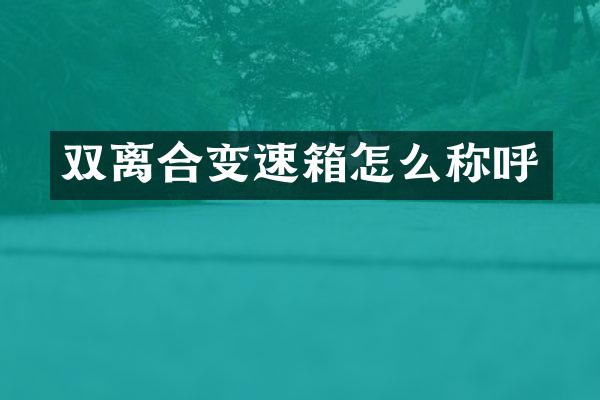 双离合变速箱怎么称呼