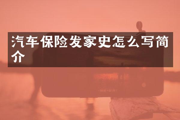 汽车保险发家史怎么写简介