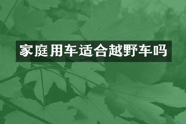 家庭用车适合越野车吗