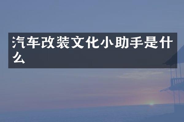 汽车改装文化小助手是什么