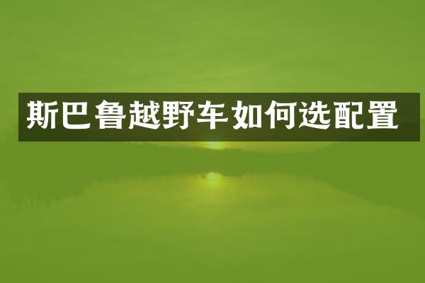斯巴鲁越野车如何选配置
