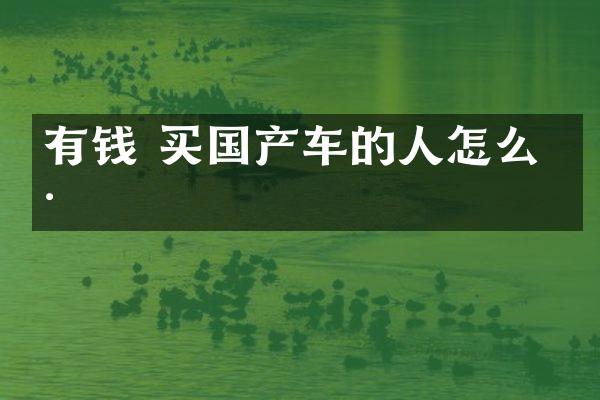 有钱 买国产车的人怎么样