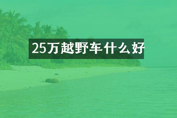 25万越野车什么好