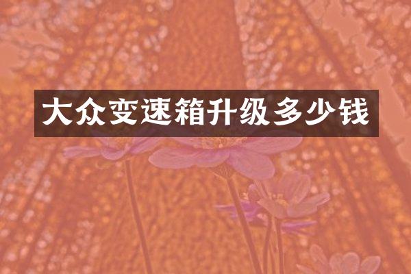 大众变速箱升级多少钱