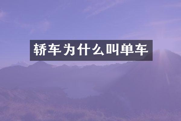 轿车为什么叫单车