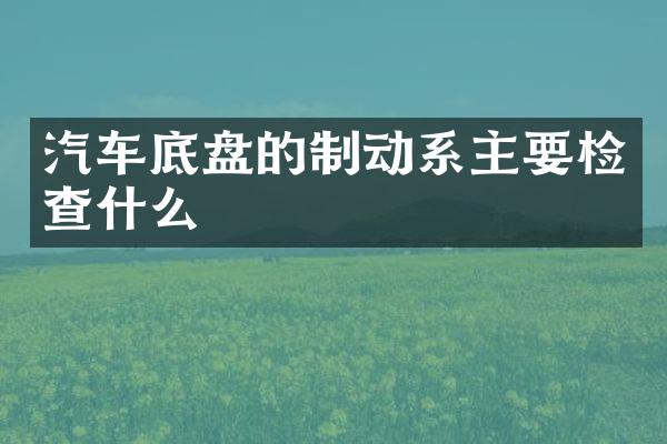 汽车底盘的制动系主要检查什么