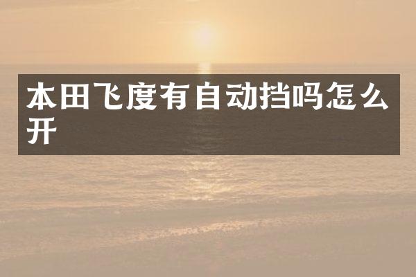 本田飞度有自动挡吗怎么开