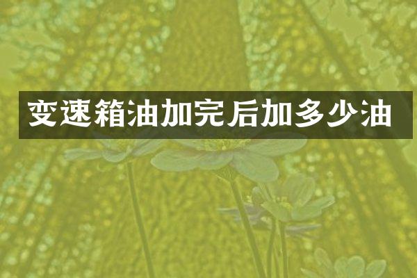 变速箱油加完后加多少油