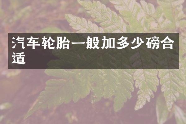 汽车轮胎一般加多少磅合适