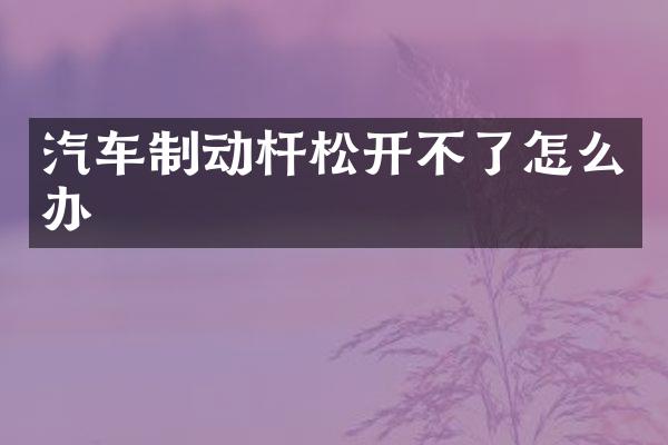 汽车制动杆松开不了怎么办