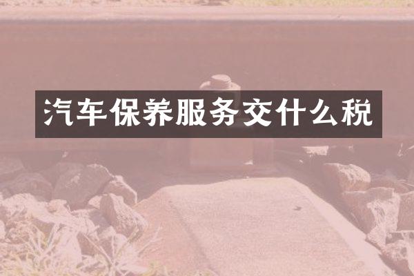汽车保养服务交什么税