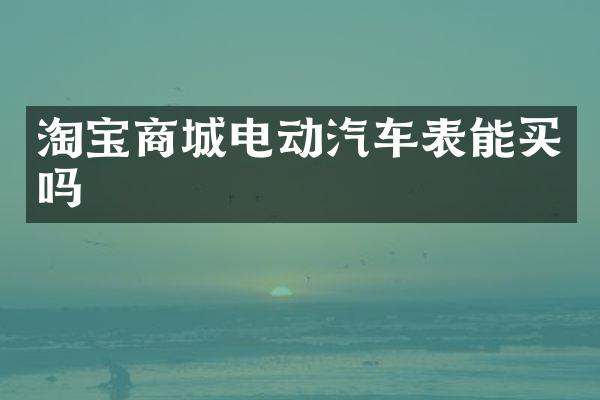 淘宝商城电动汽车表能买吗