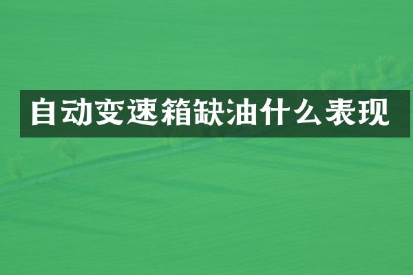 自动变速箱缺油什么表现