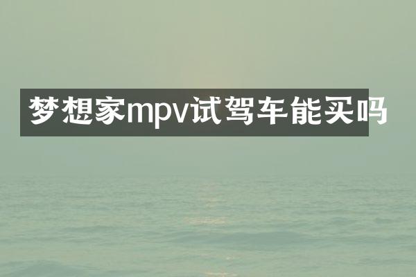 梦想家mpv试驾车能买吗
