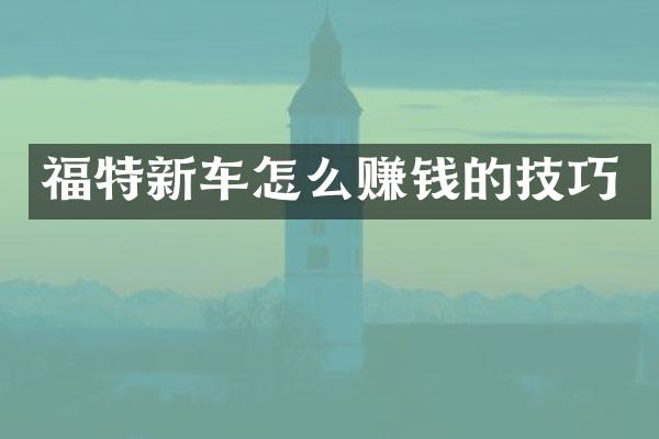 福特新车怎么赚钱的技巧