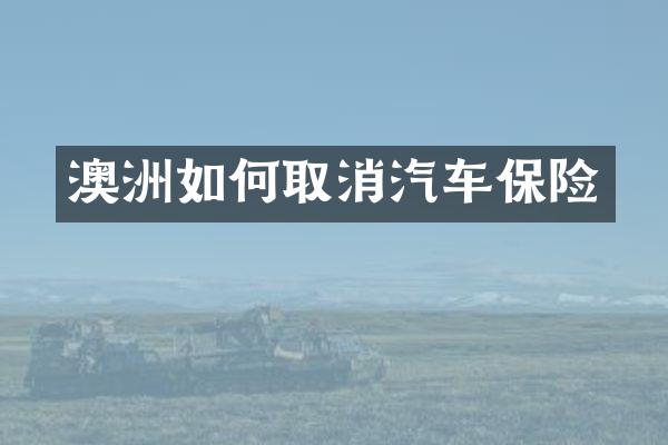 澳洲如何取消汽车保险