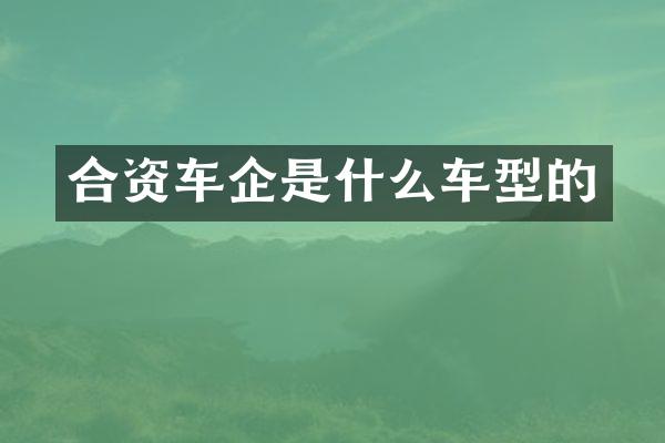 合资车企是什么车型的