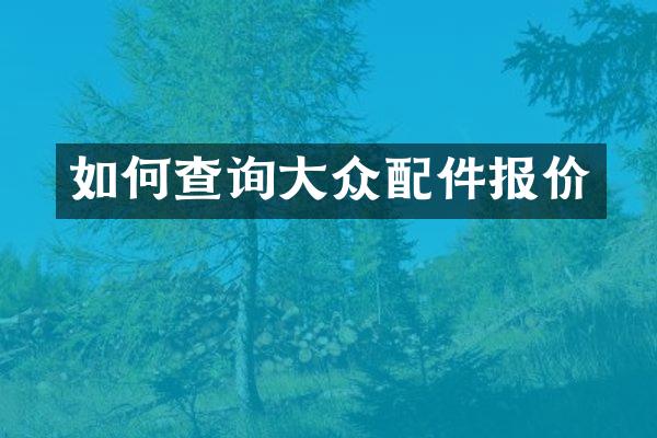 如何查询大众配件报价