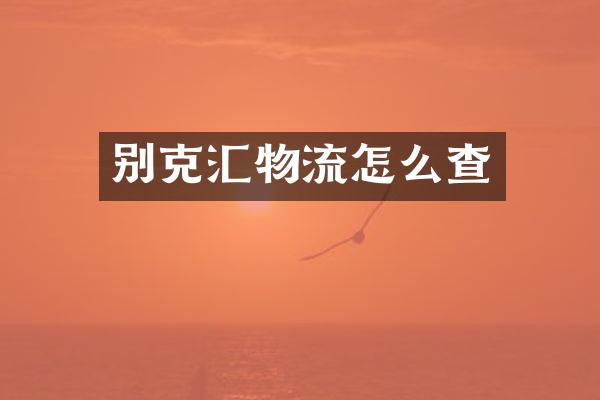 别克汇物流怎么查