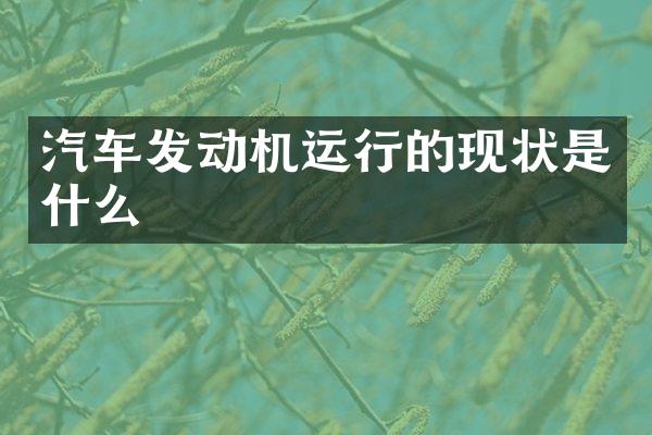 汽车发动机运行的现状是什么