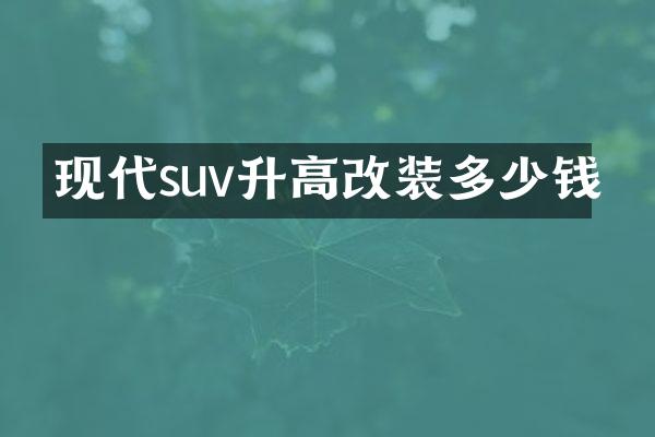 现代suv升高改装多少钱