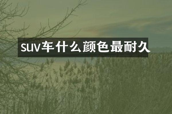 suv车什么颜色最耐久