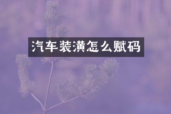 汽车装潢怎么赋码