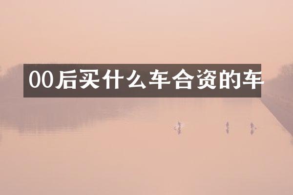 00后买什么车合资的车