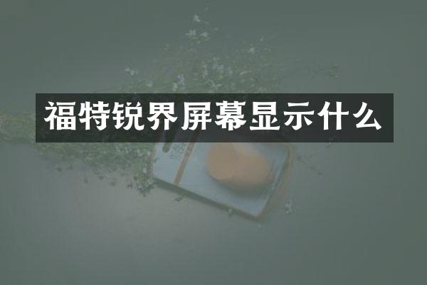 福特锐界屏幕显示什么