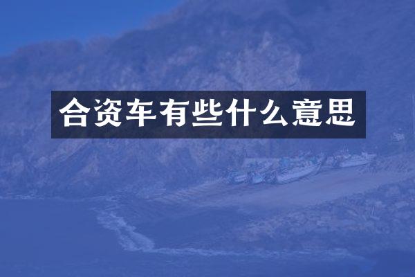 合资车有些什么意思
