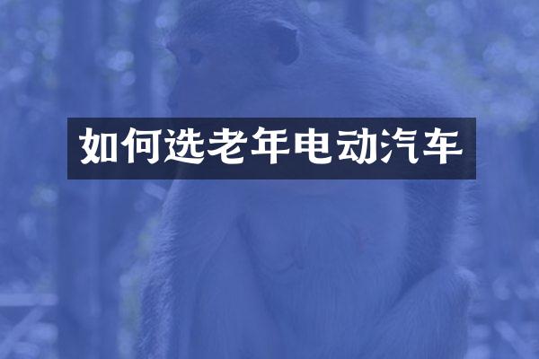 如何选老年电动汽车