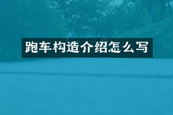跑车构造介绍怎么写