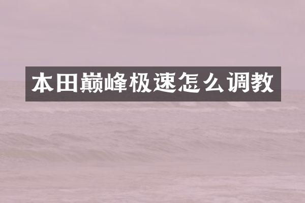 本田巅峰极速怎么调教