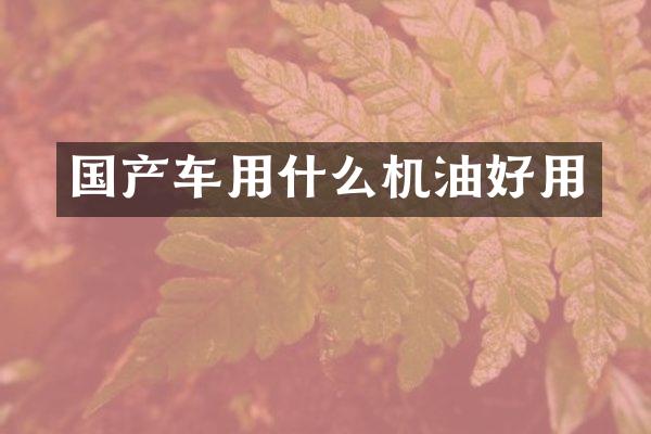 国产车用什么机油好用
