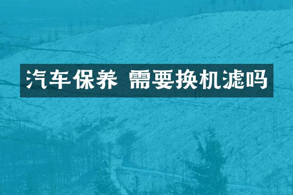汽车保养 需要换机滤吗