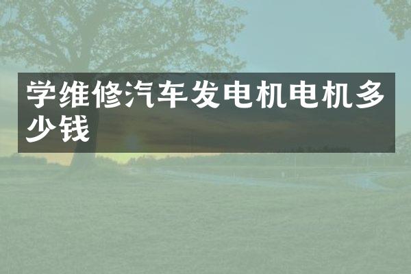 学维修汽车发电机电机多少钱